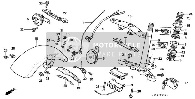 Honda ST70 1989 Steering Stem/Top Bridge for a 1989 Honda ST70